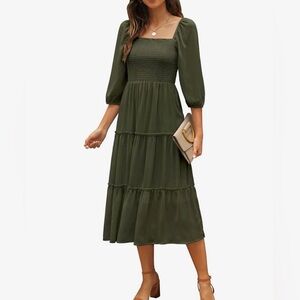 Olive Midi Dress - Size Small